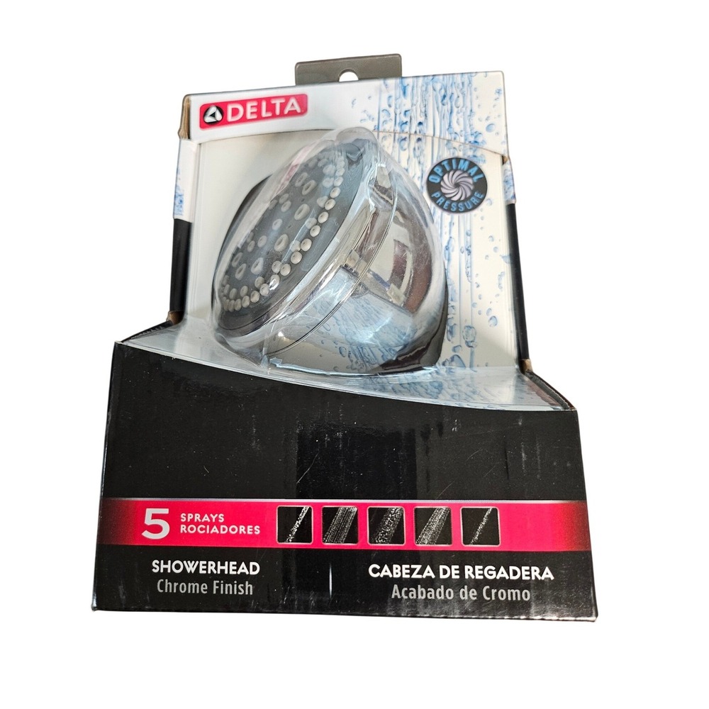 Delta Showerhead Unisex OS Chrome New 5-Spray Optimal Pressure Touch-Clean